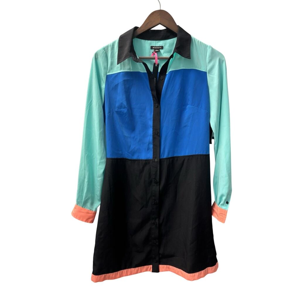 I Heart Ronson Color Block Dress Navy, Teal, Royal Size Small NWT